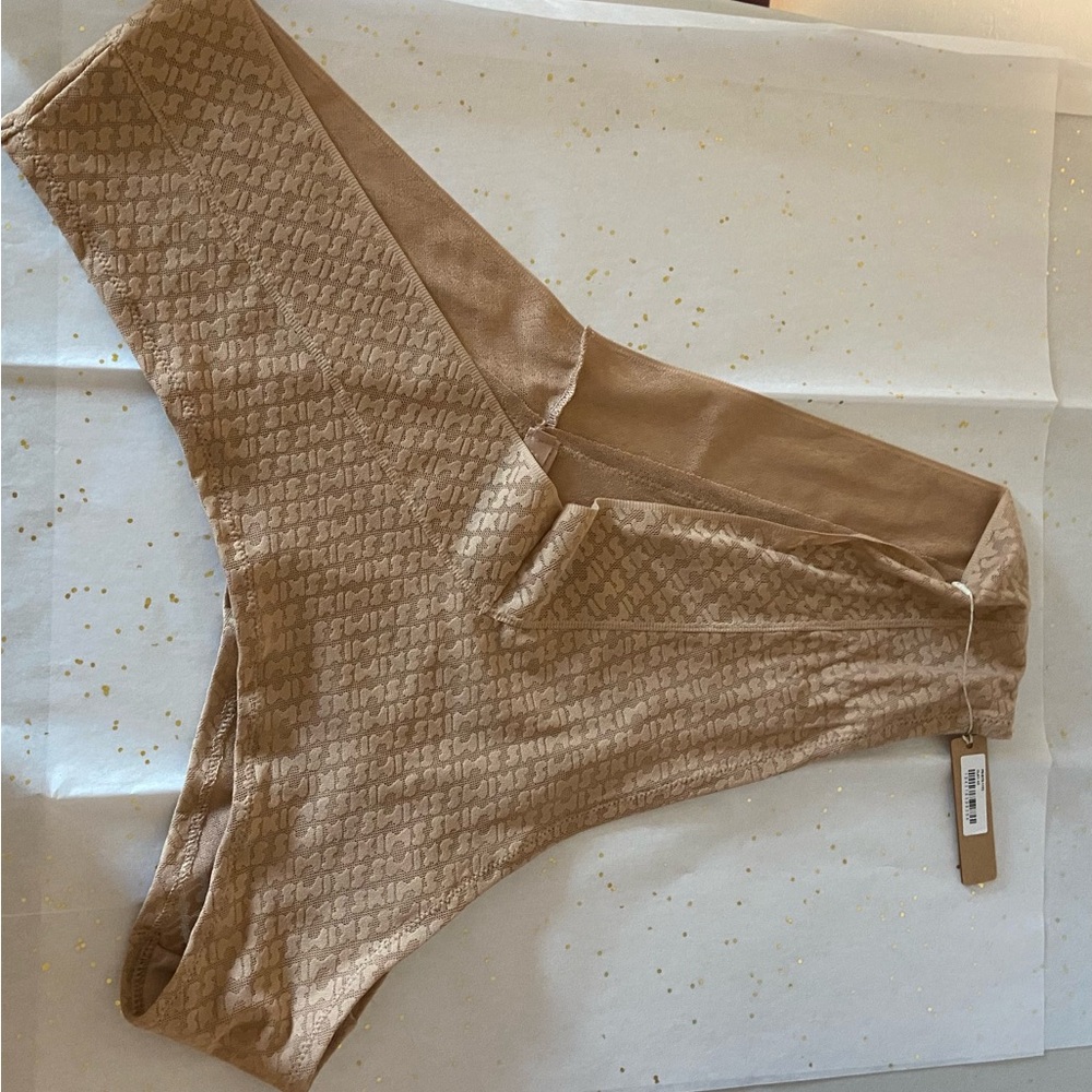 SKIMS Logo Mesh Cheeky Branded Mid Rise Clay Panty